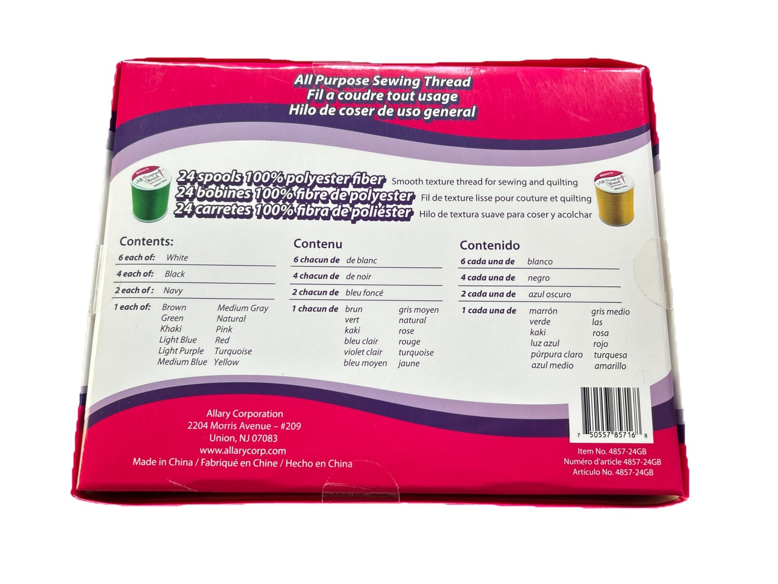 Allary All Purpose Sewing Thread Assorted, Set of 24 Spools, 200 Yards Per Spool