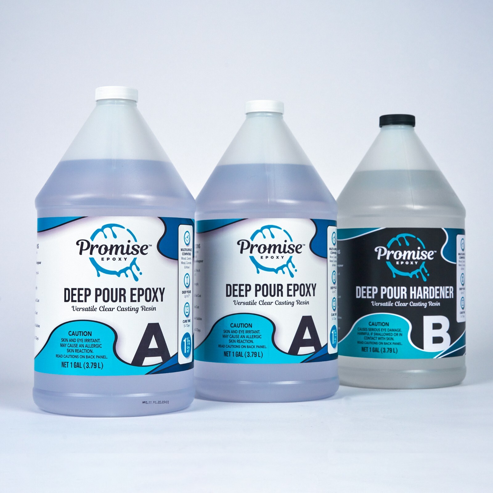 Promise Epoxy – 3 Gallon Kit of Deep Pour Pourable Plastic up to 2″ Thick
