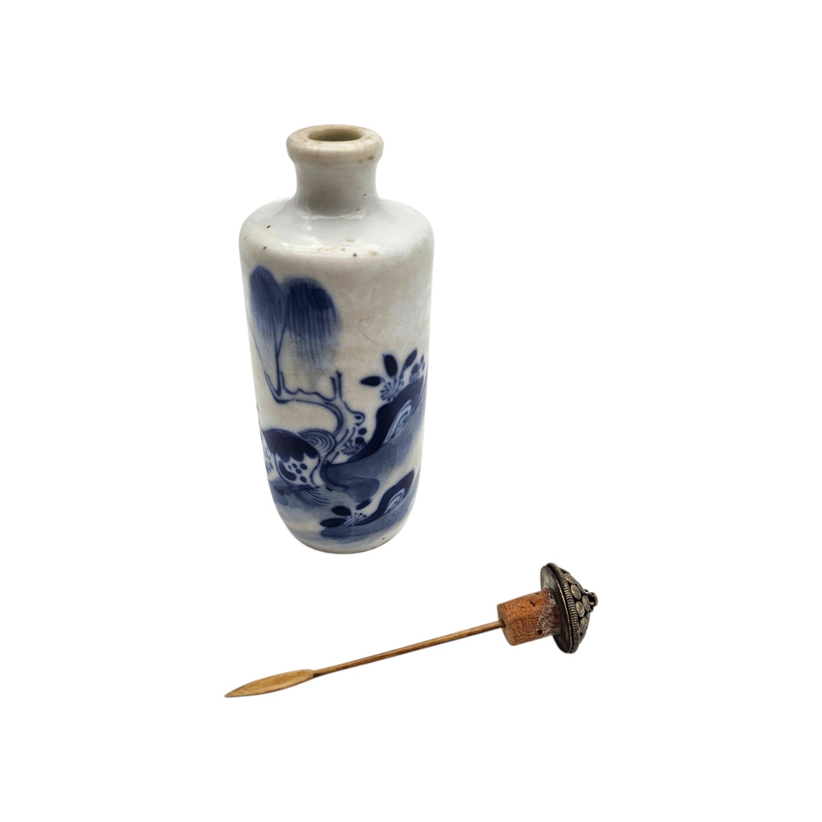 Chinese Blue & White Porcelain Snuff Bottle Republic Period Hand Painted