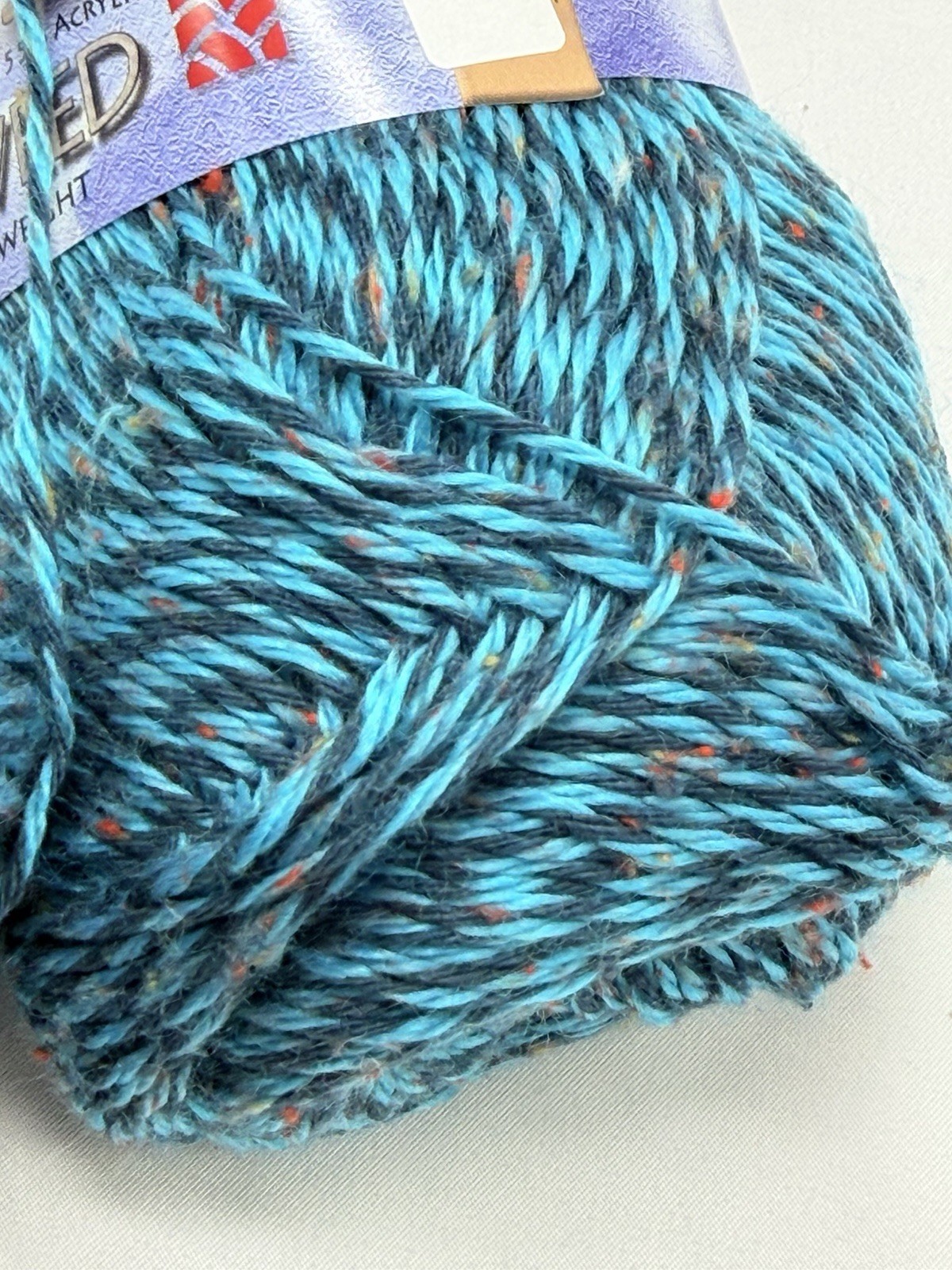 Lot of 2 Kraemer Yarns Tatamy Tweed DK Weight Lagoon Cotton Acrylic 250 Yds Y16