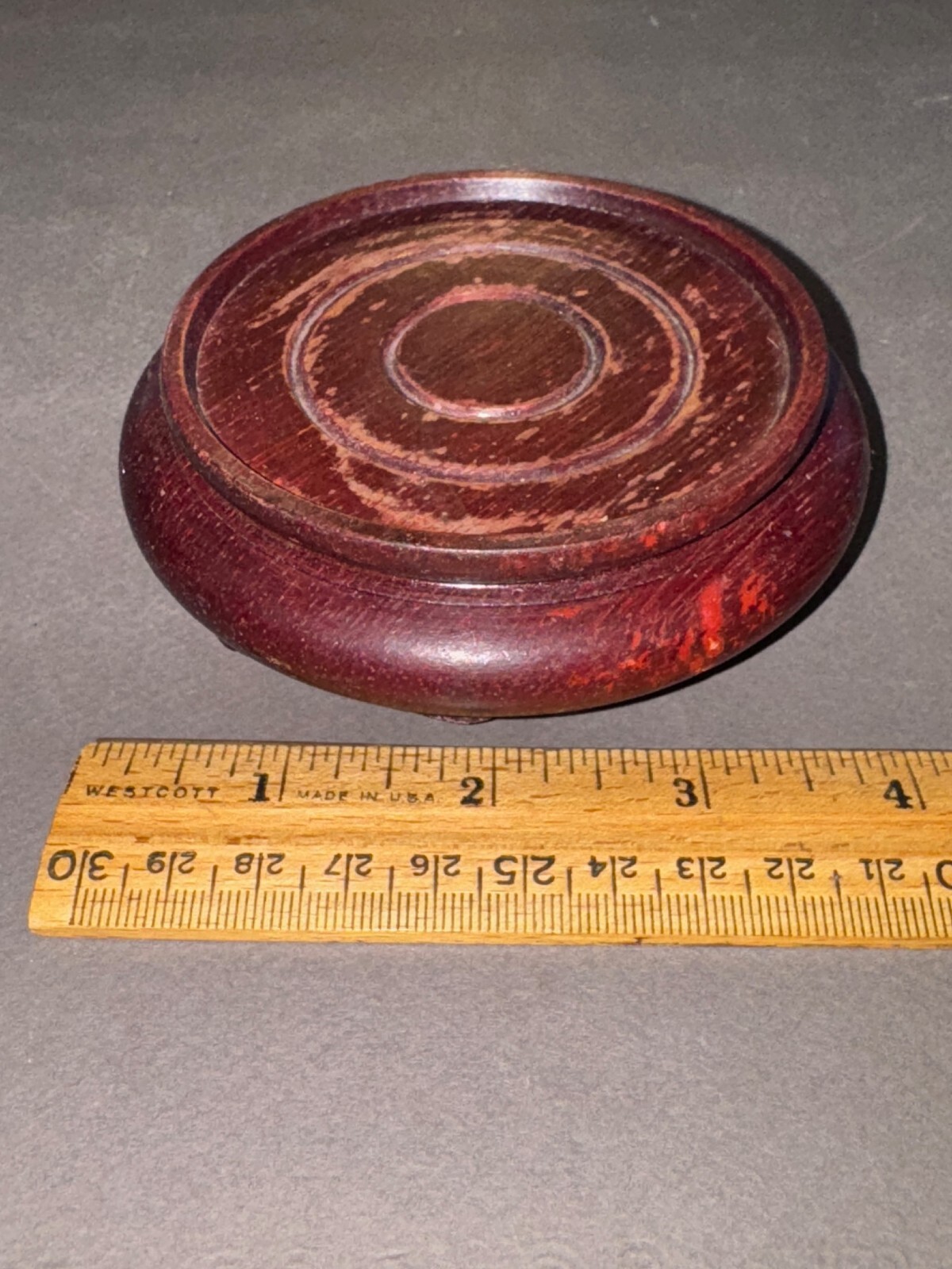 RED MAHAGONY-STAINED CARVED WOOD ASIAN PLANT VASE LAMP STAND BASE PEDESTAL VTG
