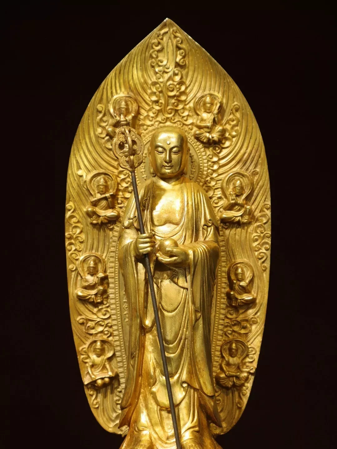 Fengshui old chinese copper Bronze gilded Buddha statue of the King of Tibet