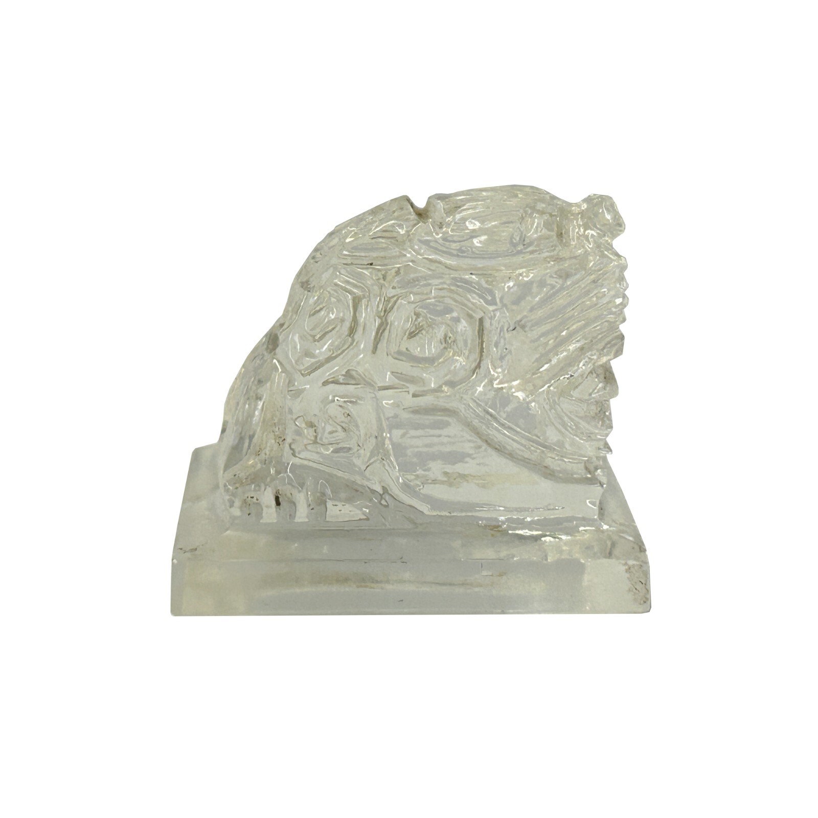 Chinese Clear Glass Foo Dog Lion Fengshui Display Figure Art ws4170