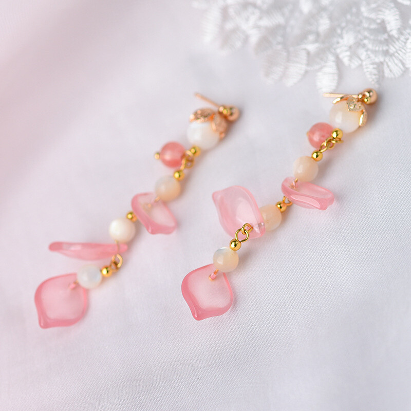 Chinese Coloured Glaze/Crystal Gild Tassels Tibetan Style Vogue Earbob Earrings