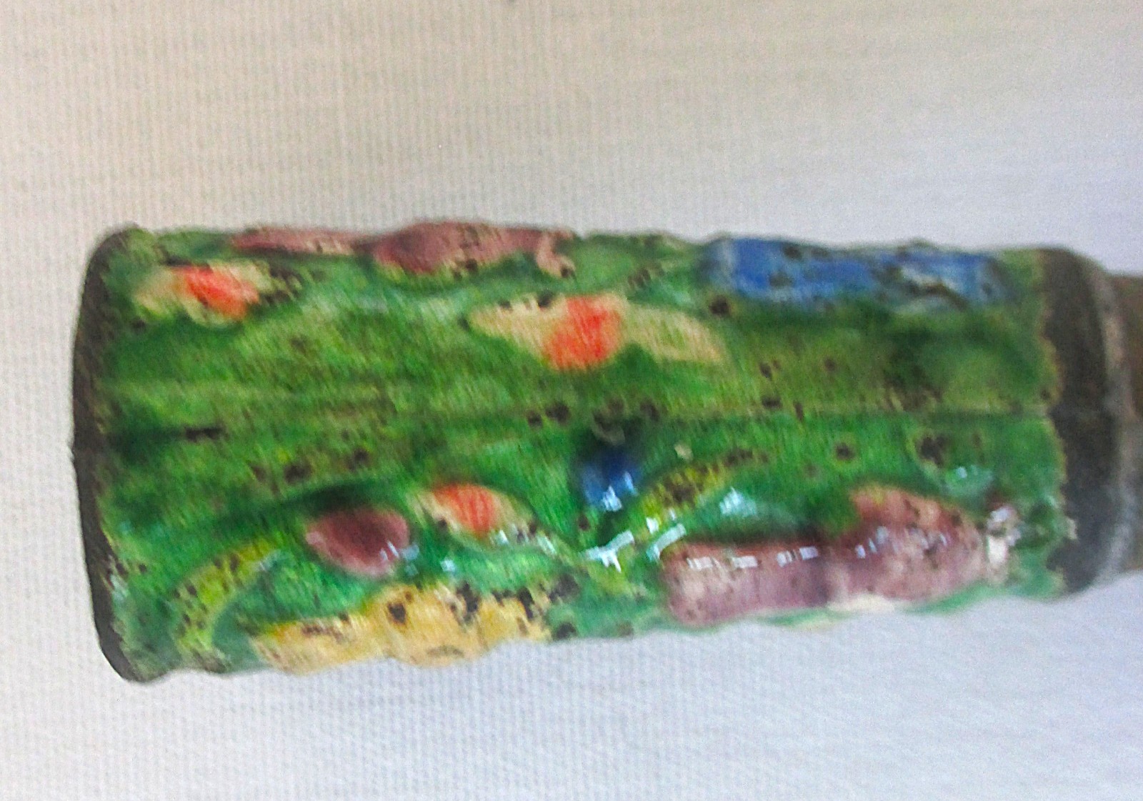 Vintage Chinese Brass and Enamel Silk Coal Iron 5.65 inches long