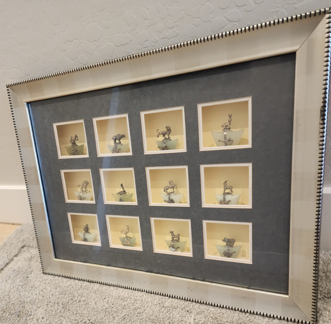 Chinese Horoscope Zodiac Framed Figures Hand Made Hanging Decor