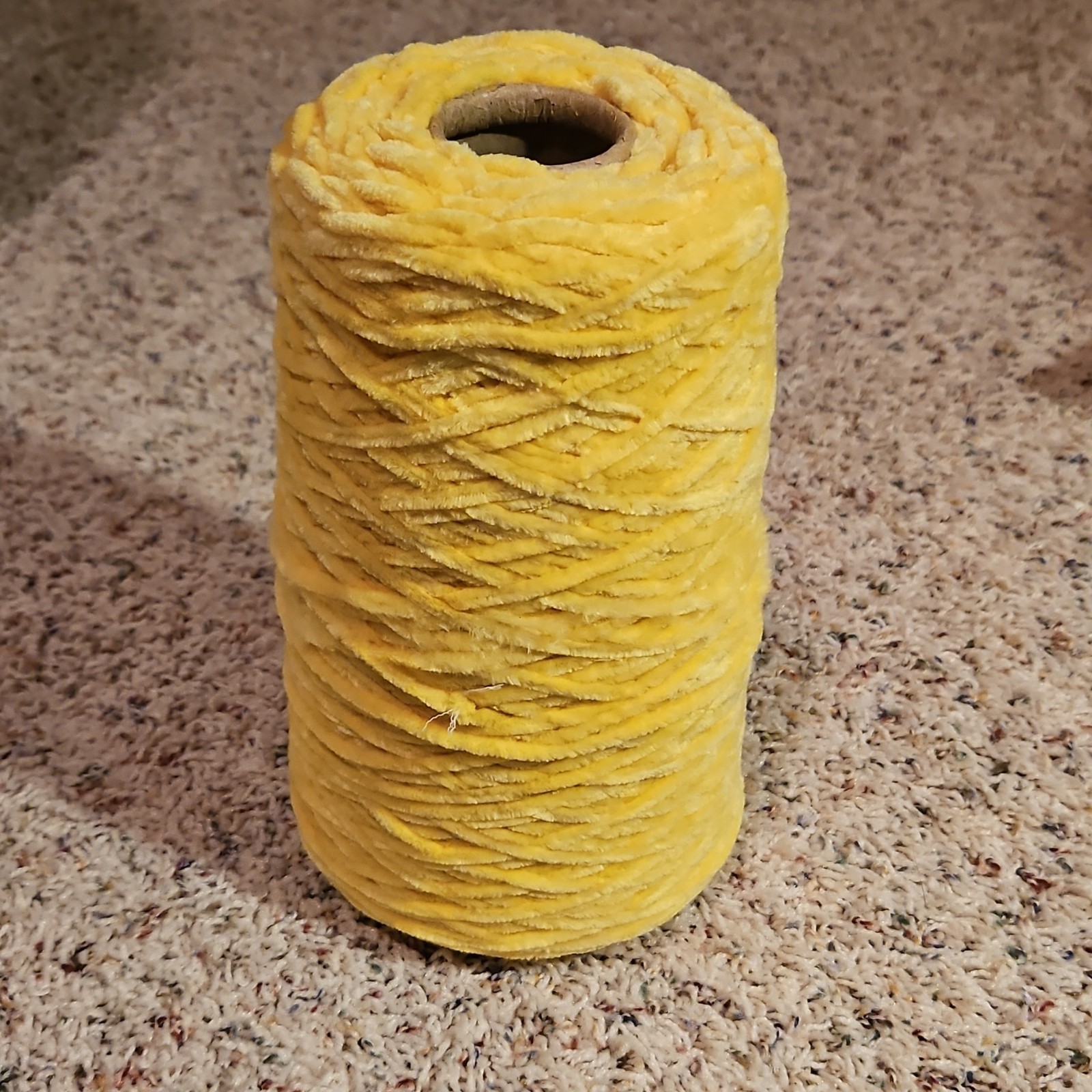 Yellow Chenille Weaving Yarn Cone Style Chenille Single Unit Spool for Crafts