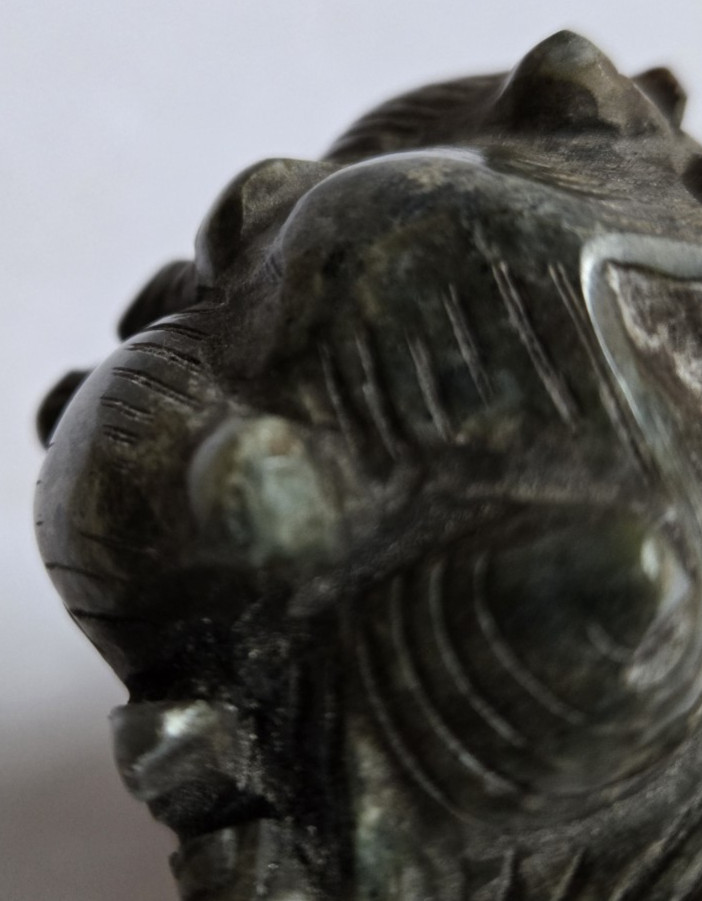 Vintage Hand Carved Jade Foo Dog Foo Lion Sculpture Feng Shui Lucky Protection