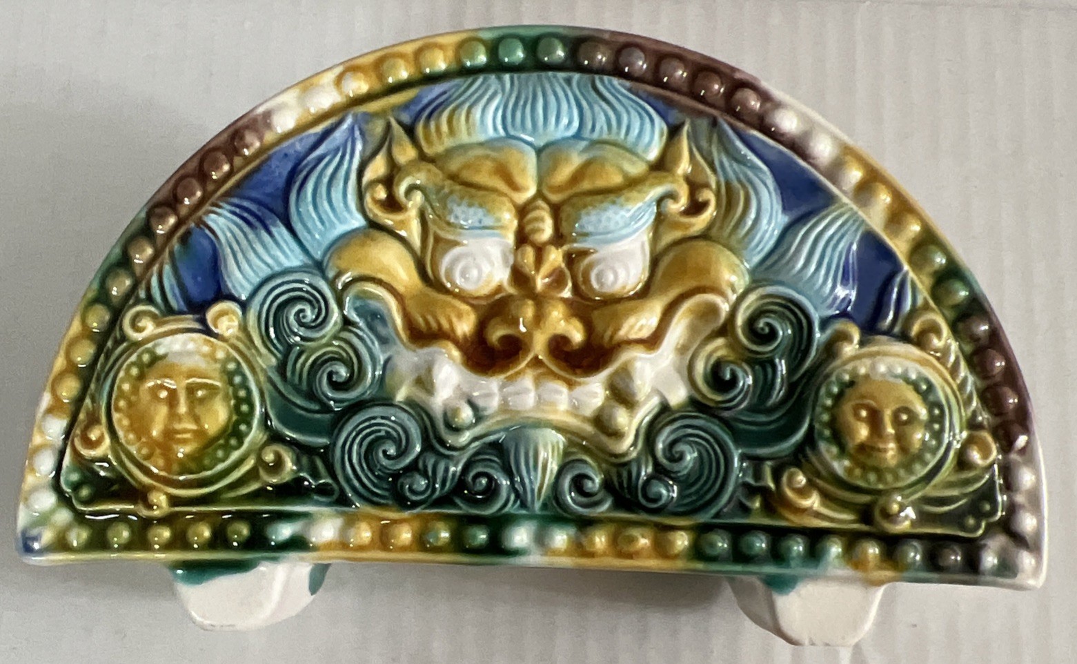Chinese Tang Style Multi Colored Glazed Ceramic Letter/Card Holder- PreOwned