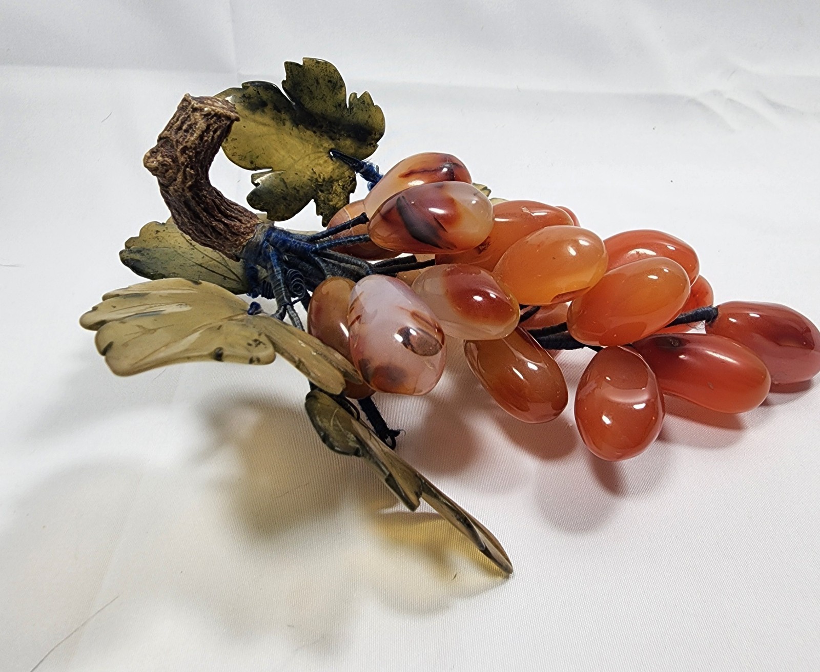 Vintage 1960’s Chinese Jade and Carnelian Grape Sculpture Beautiful Color