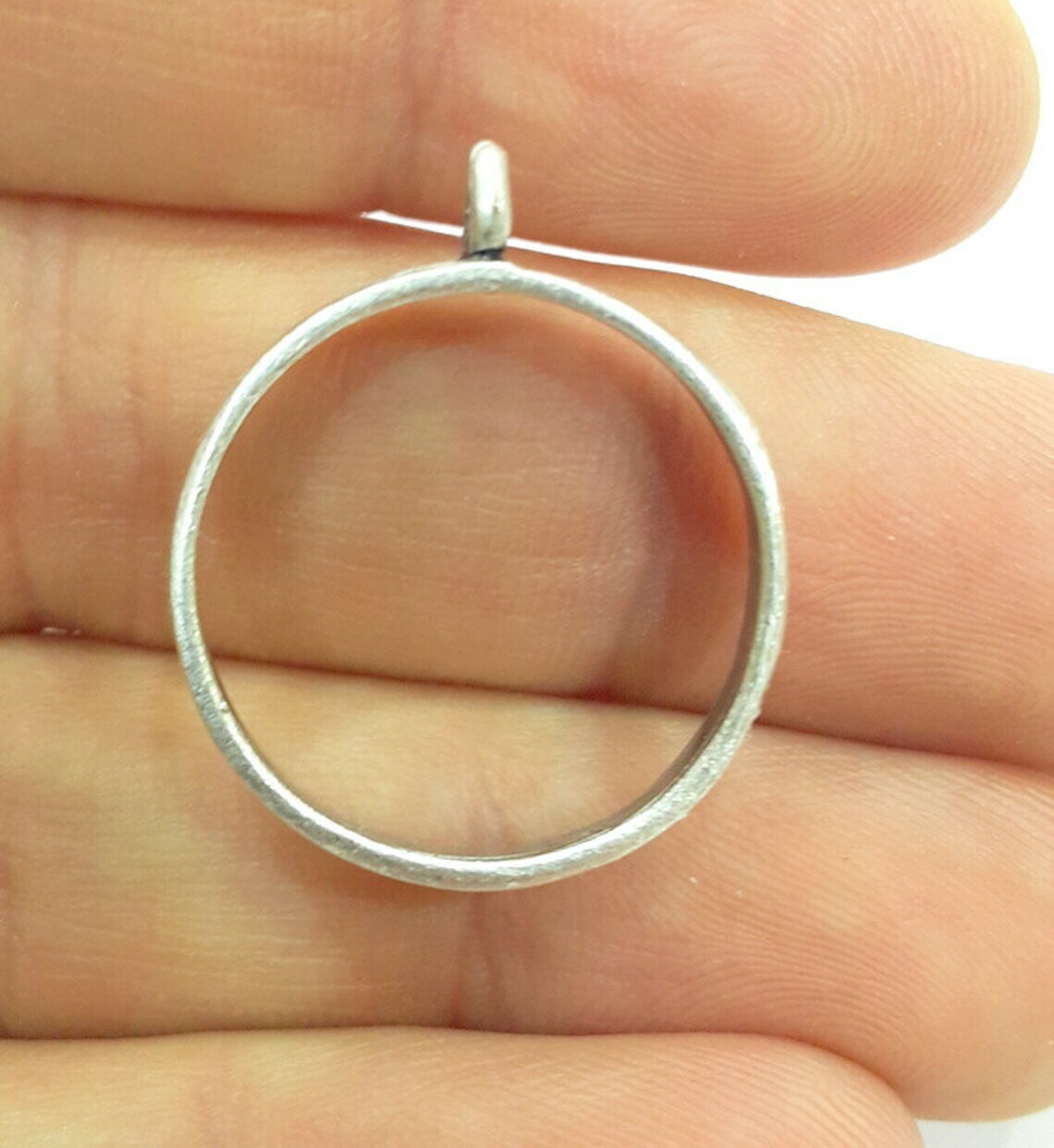 Circle Dry Flower Pendant Bezel Base Setting Necklace Blank Silver Brass G6564