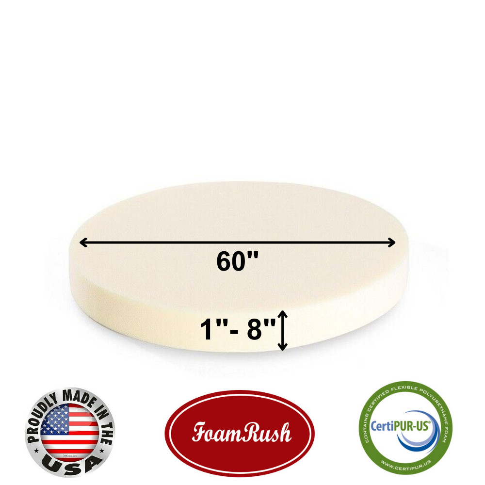 FoamRush 60″ x 60″ Diameter High Density Upholstery Foam Cushion (Made in USA)