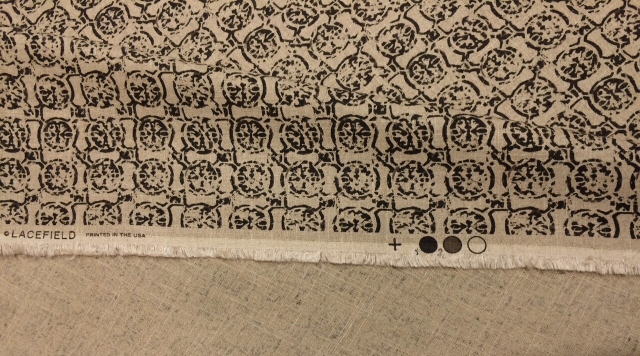 LACEFIELD DESIGNS CASTILLE SMOKE GRAY NATURAL GEO LINEN FABRIC BY THE YARD 54″W
