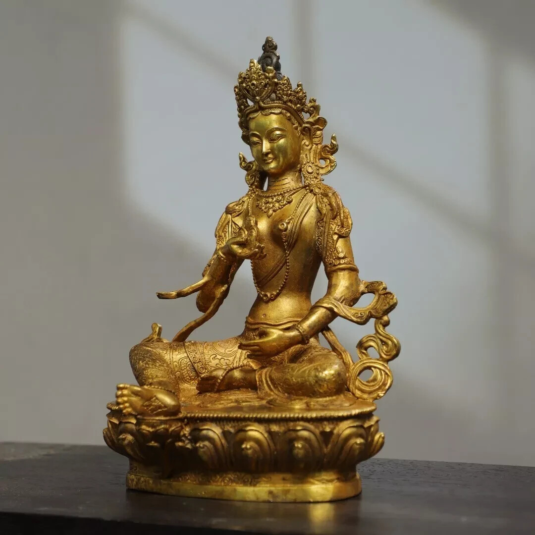 Fengshui copper Bronze Gilded Gold [One of the Twenty One Tara] Buddha Statue