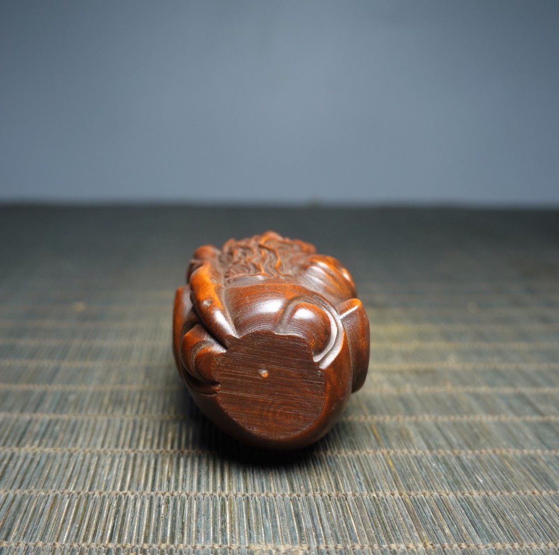 3.1″ Collect China Box-wood Carving Buddhism Longevity God Statue