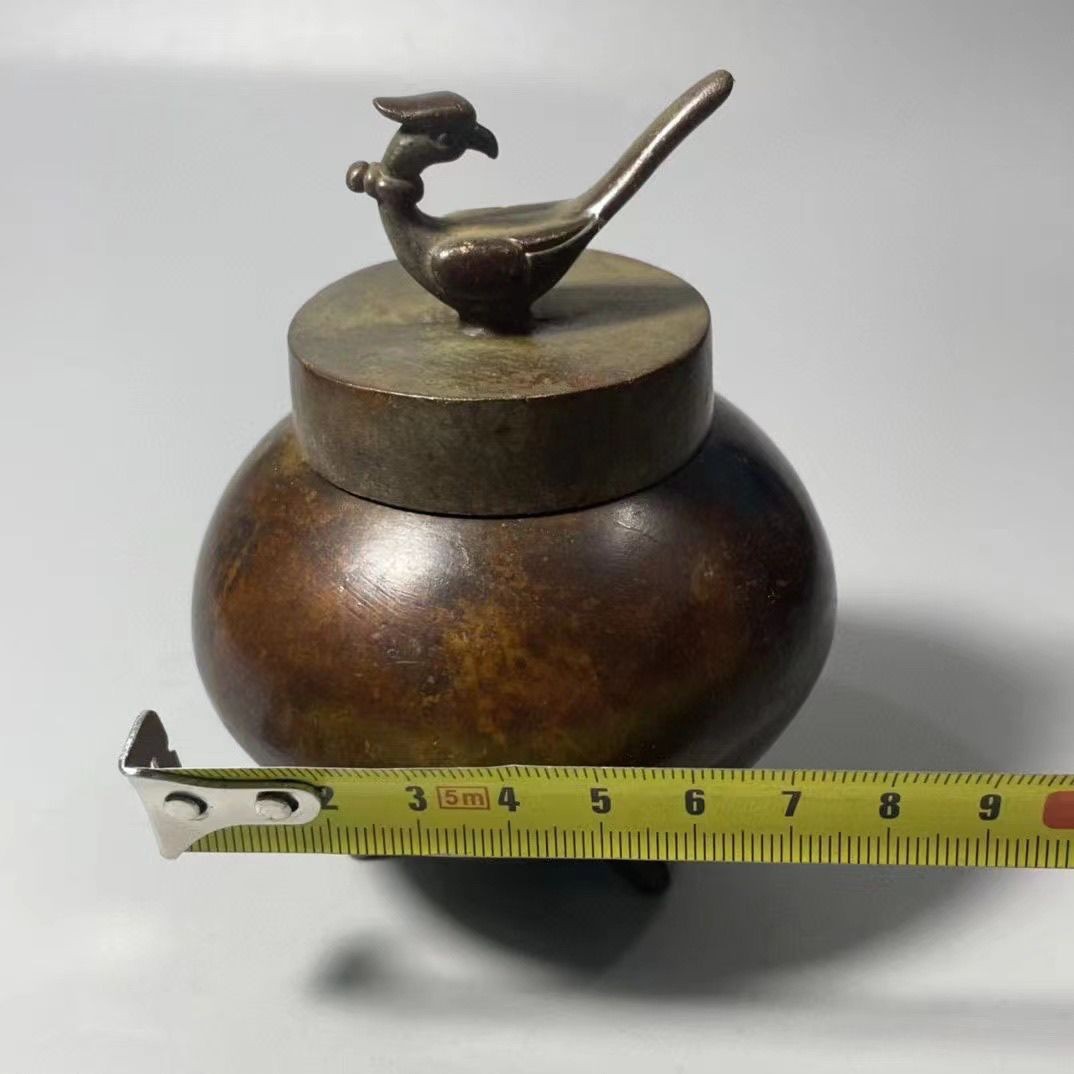 Antique Bird Lid Incense Burner Apple Shaped Metal Censer Home Decor Craft
