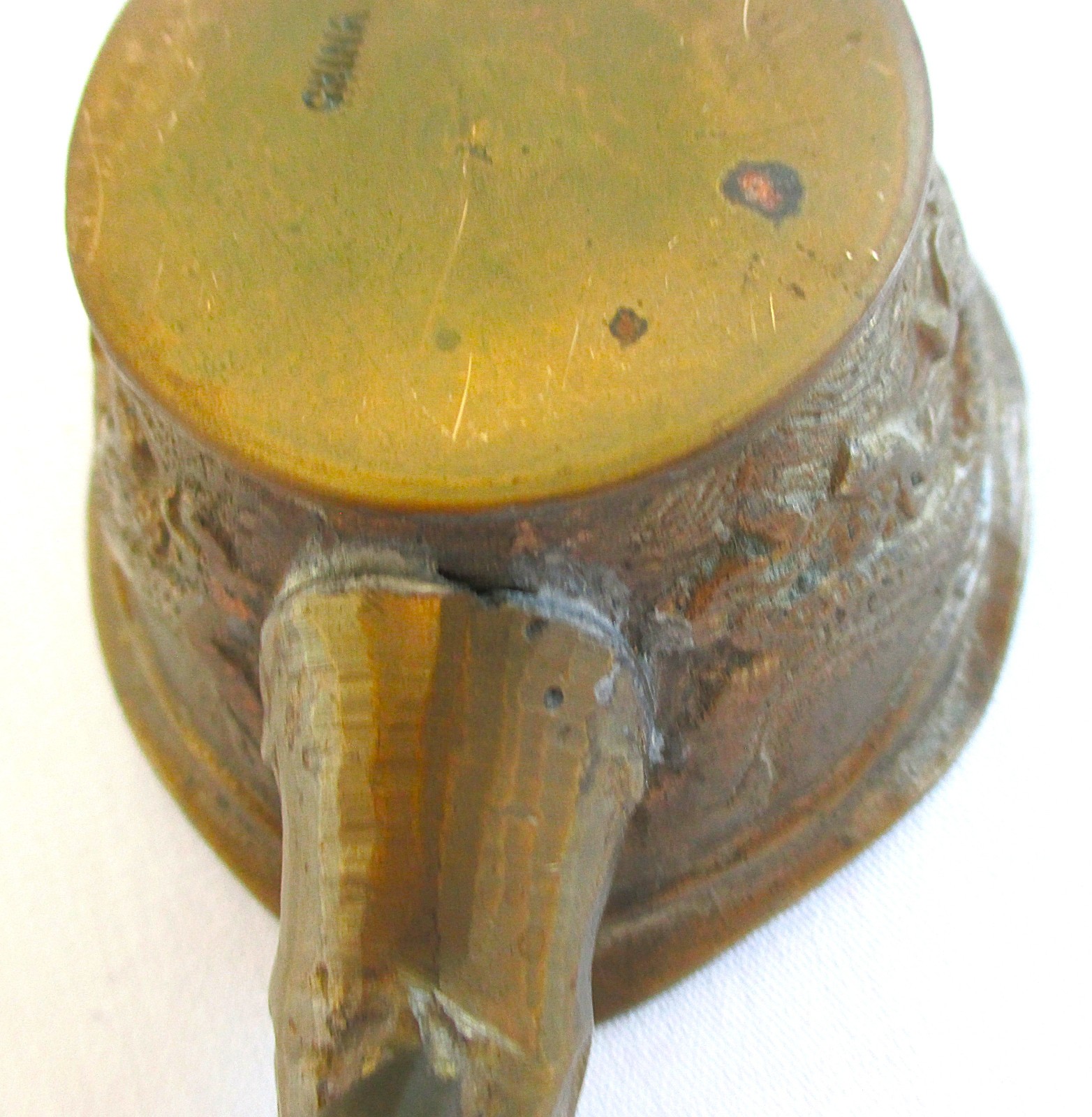 Vintage Chinese Brass and Enamel Silk Coal Iron 5.65 inches long