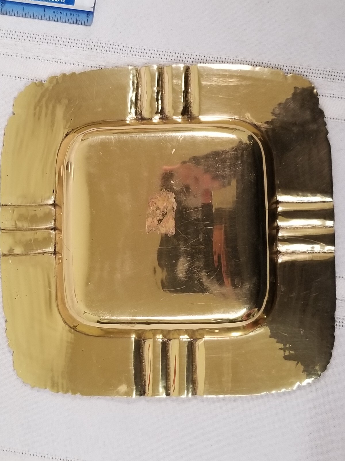VINTAGE BRASS ENAMEL ASHTRAY