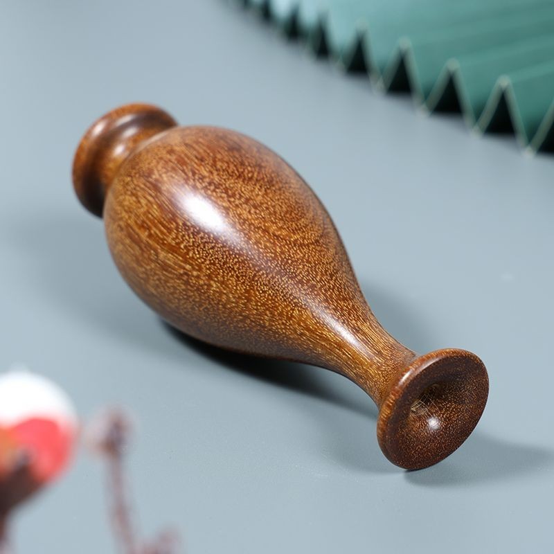 Golden Sandalwood Carved Mini Vase Chinese Style Solid Wood Luxury Decor