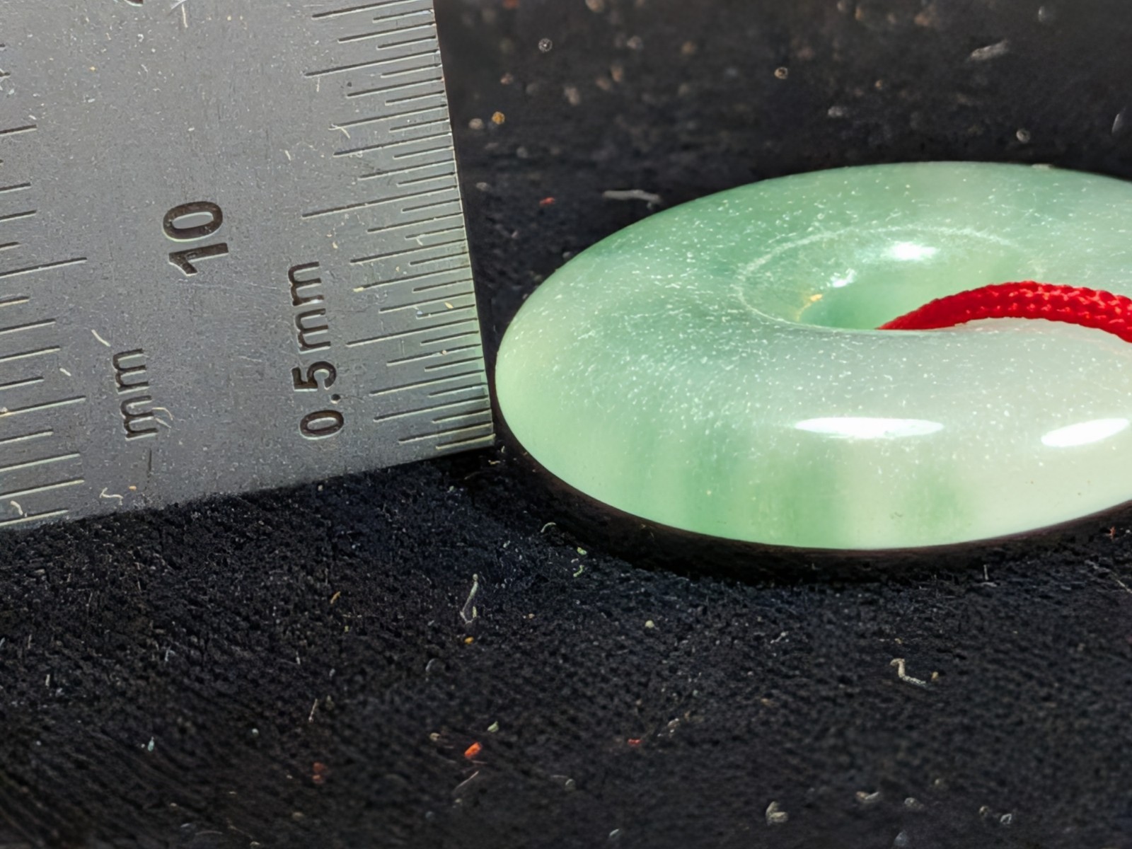 NOS Chinese Myanmar Jadeite Jade Donut Pendant Ping An Kou 1980-2000 Ships US