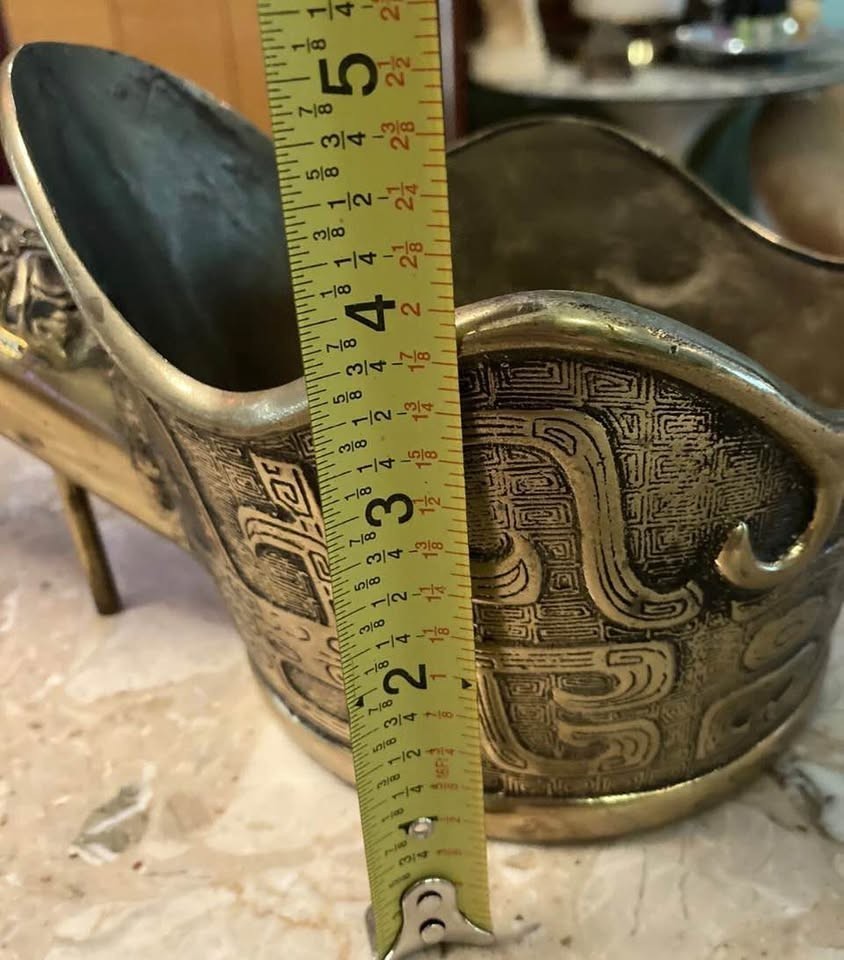 Vintage Chinese Brass Silk Iron (Coal) W Wood Handle