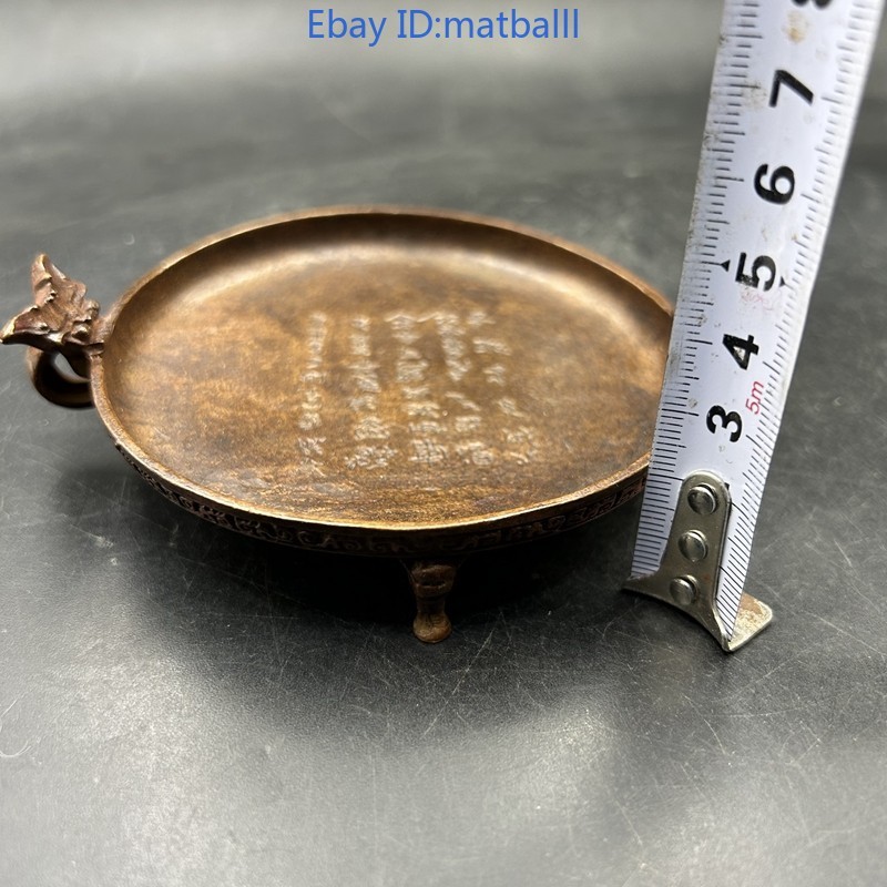 Retro Double Dragon Ear Ink Tray – Round Alloy Copper Calligraphy Tool