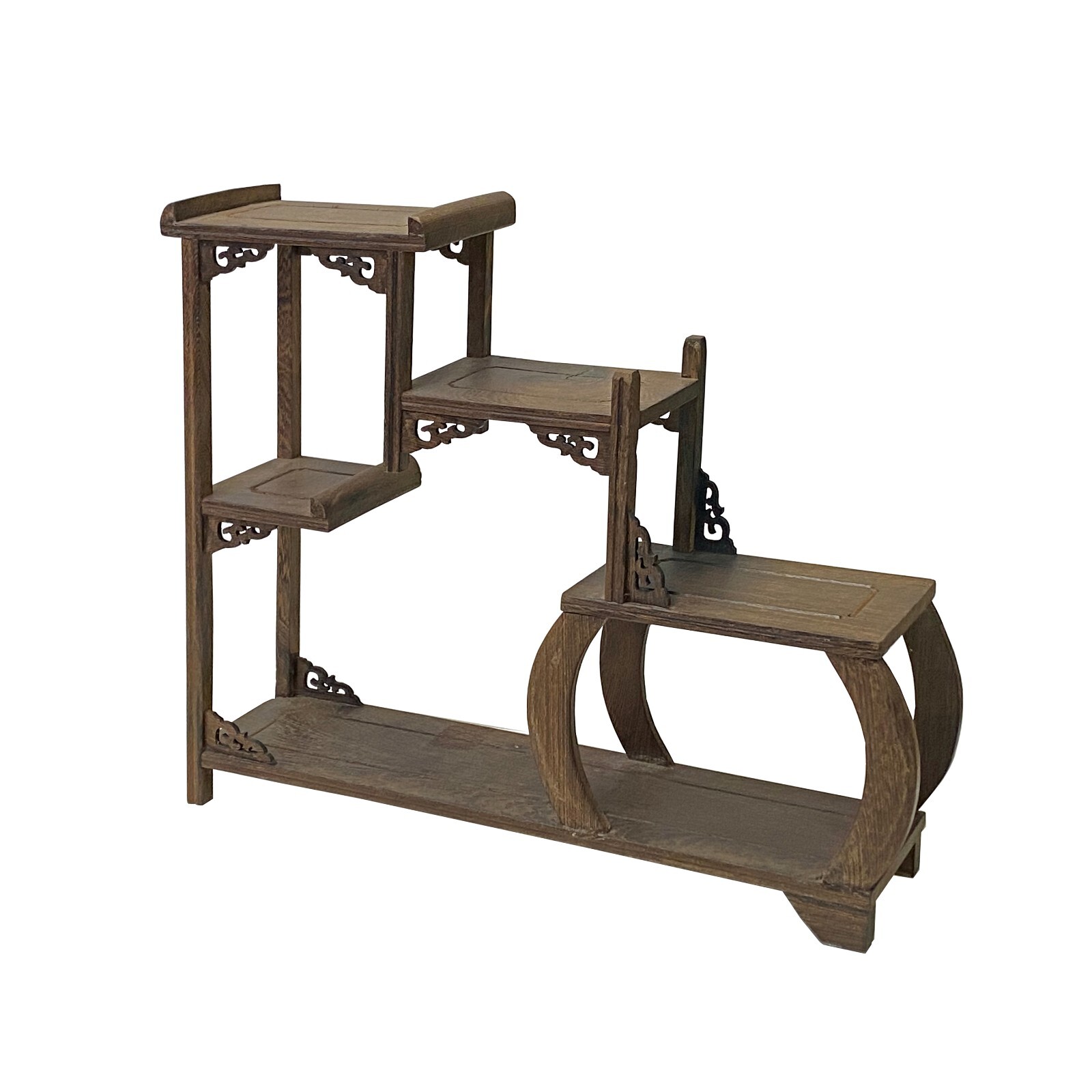 Gray Brown Wood Tower Shape Table Top Curio Display Easel Stand ws2906
