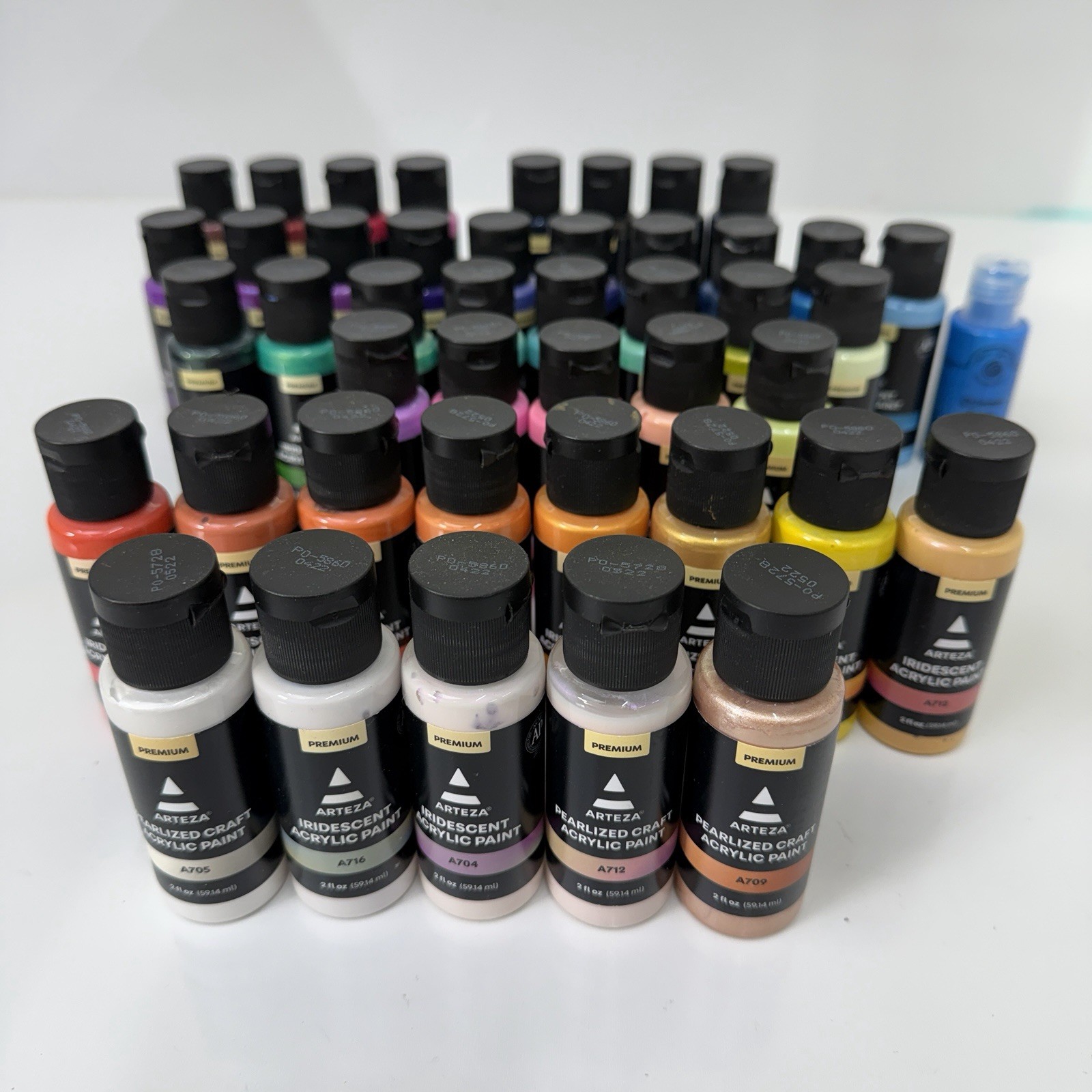 Arteza Pearlized And Iridescent Acrylic Paint 2 Oz., Lot Of 44 + 1 Cosmic Shimme