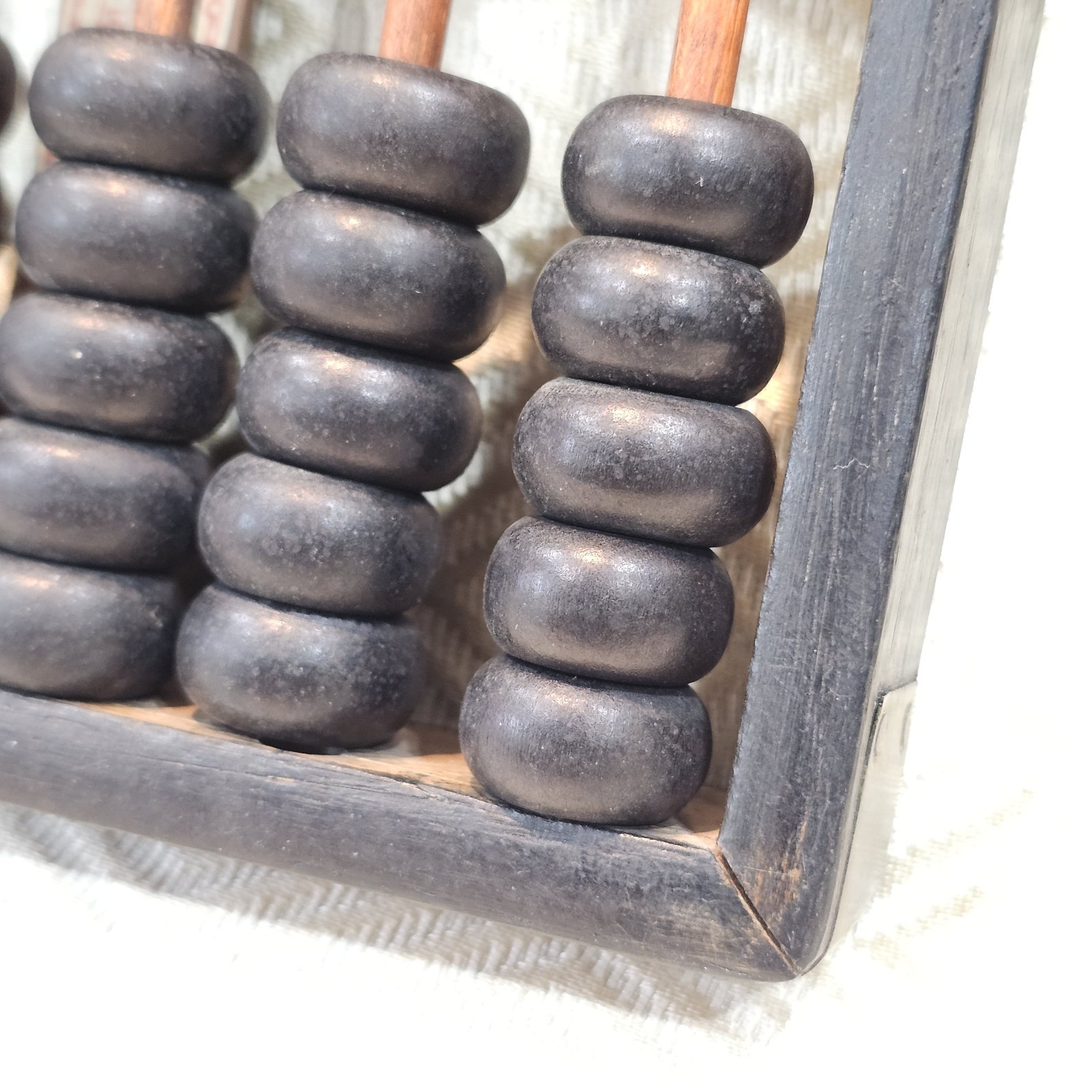 Hop Cheong Tai Black Wooded Brass Metal Abacus Vintage Hong Kong Export 63 Beads
