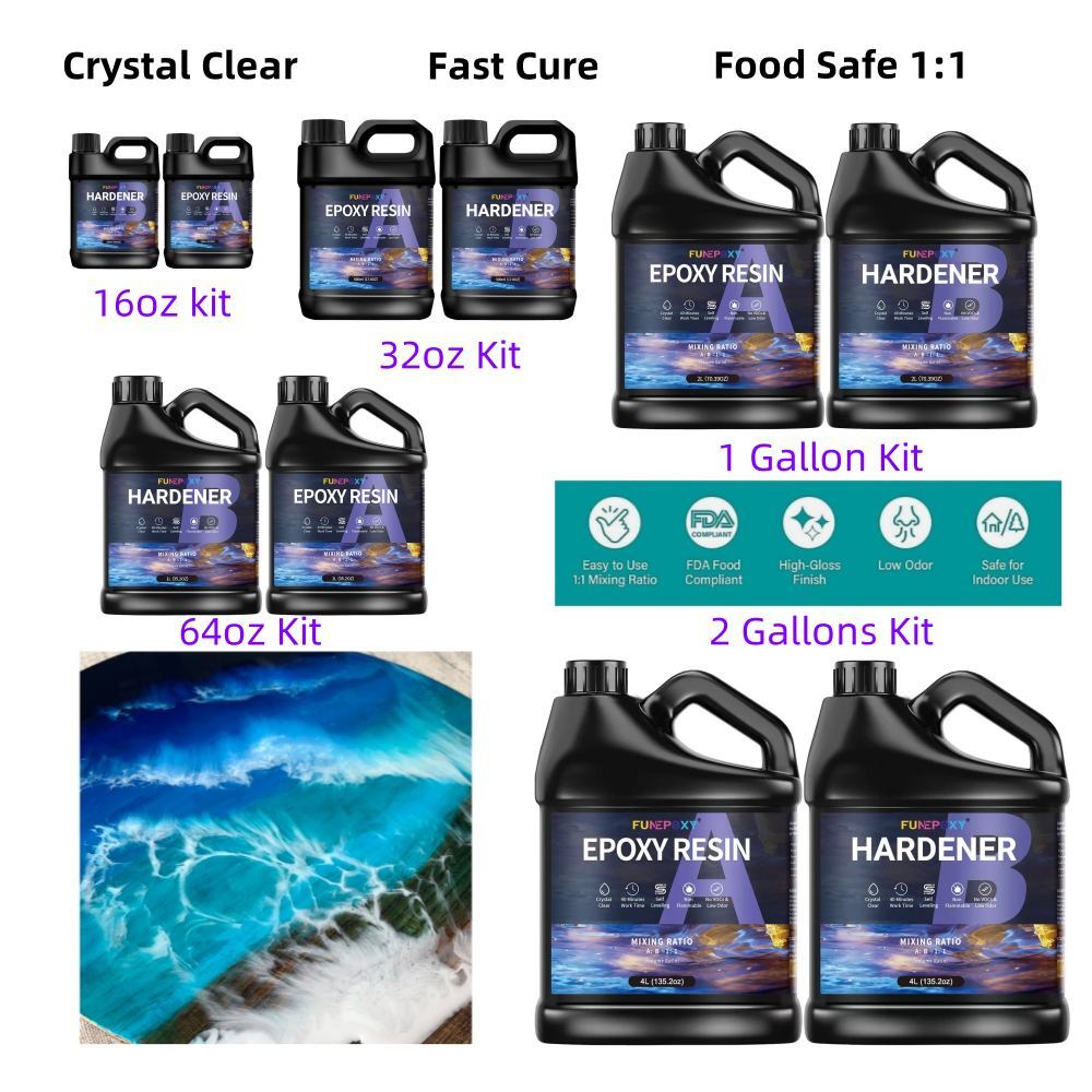 Clear 1:1 AB Glue Epoxy Resin – 16oz / 32oz / 64oz / 1 Gallon / 2 Gallons Kit