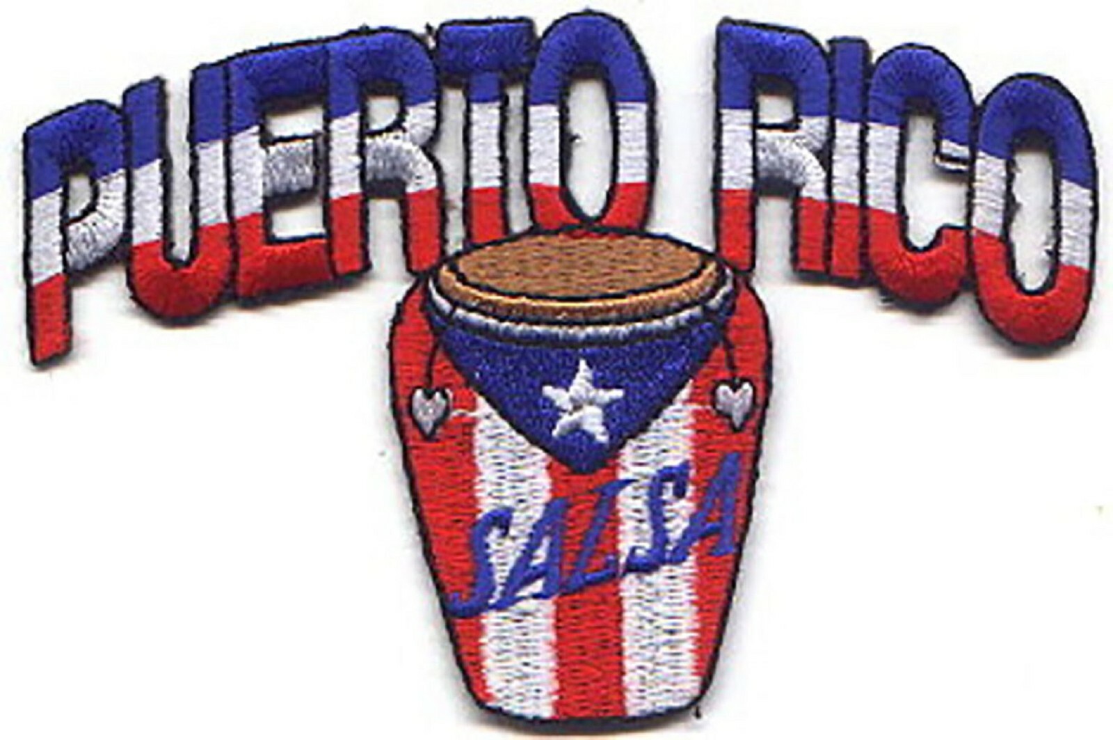 100 Pcs PUERTO RICO / Drum (Arch) Embroidered Patches 4.5″x2.5″ iron-on
