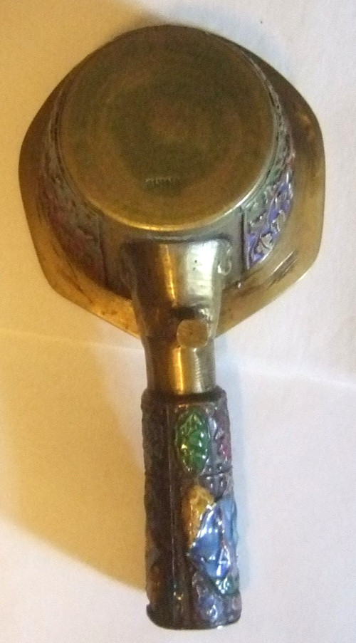 Chinese Brass Enamel Ashtray Estate Heirloom