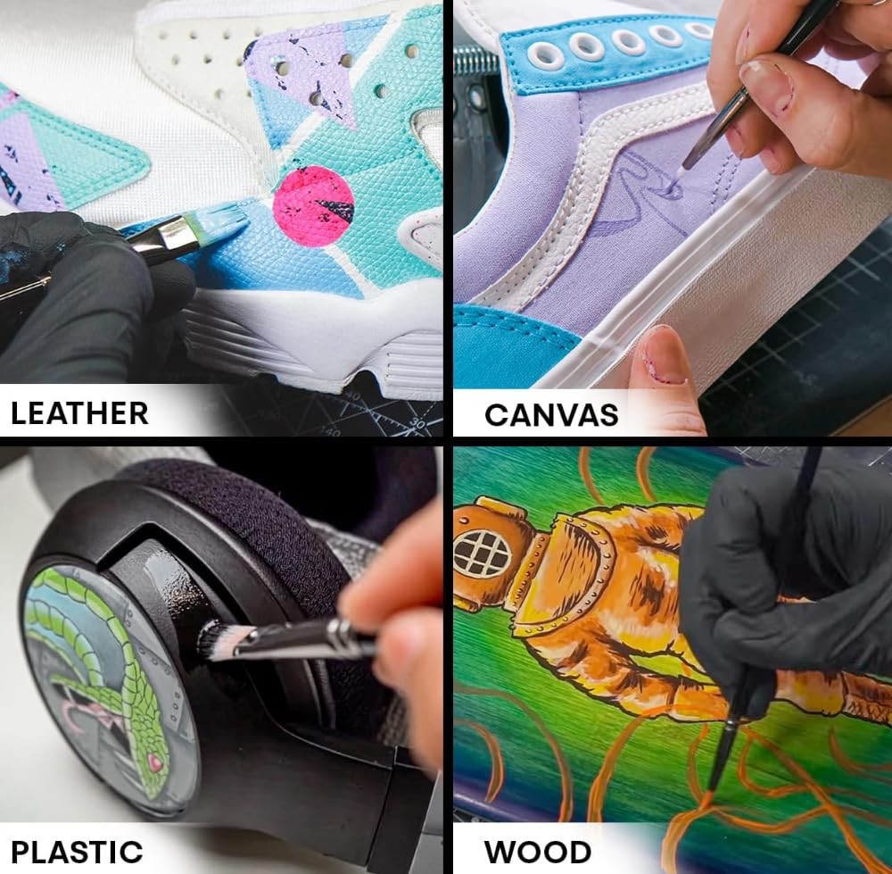 Acrylic Leather Paint – Black & White Duo 1oz Each – Durable, Waterproof, Fle…