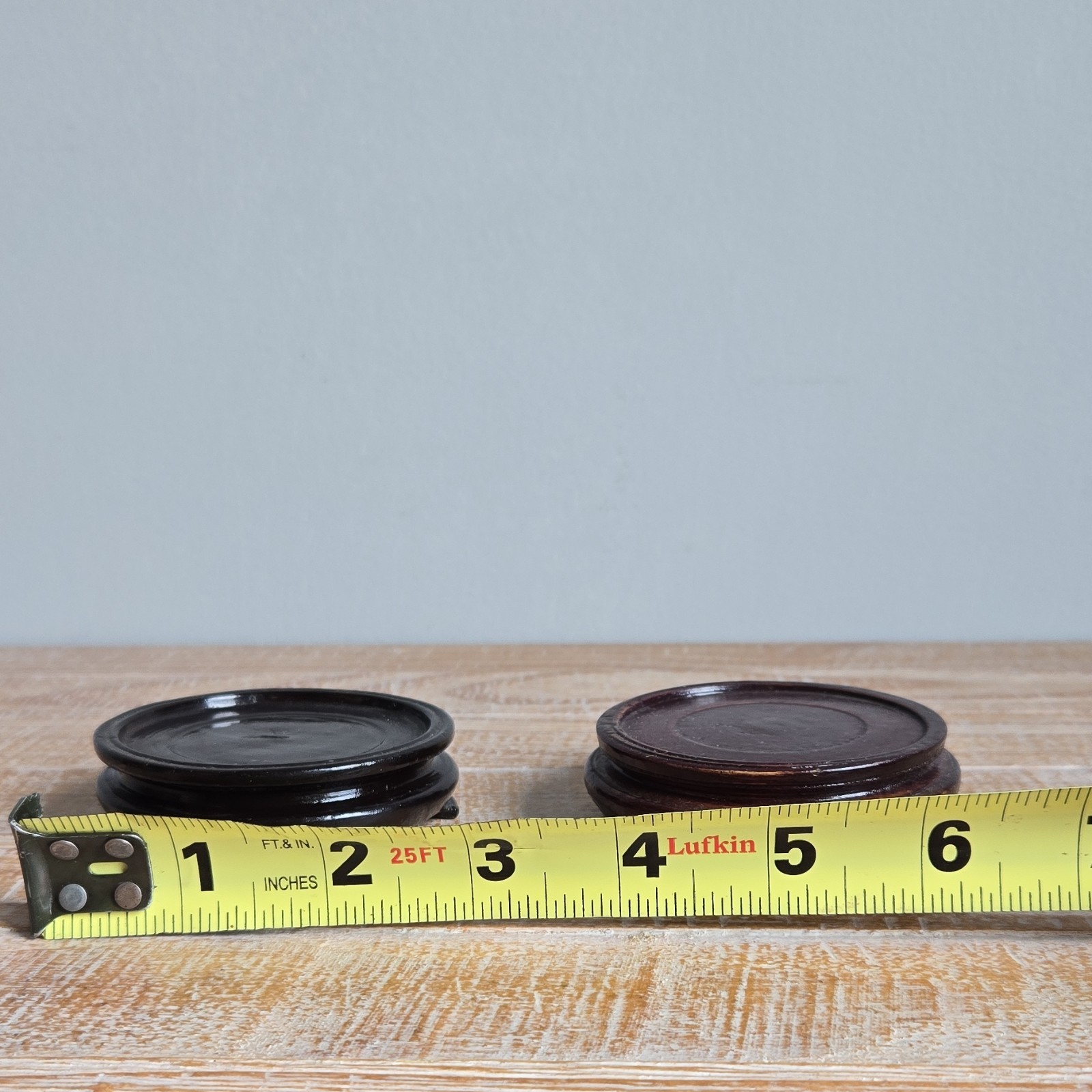 Wooden Display Stands Pair, Brown & Black, 3 Inch Diameter Chinese Handmade