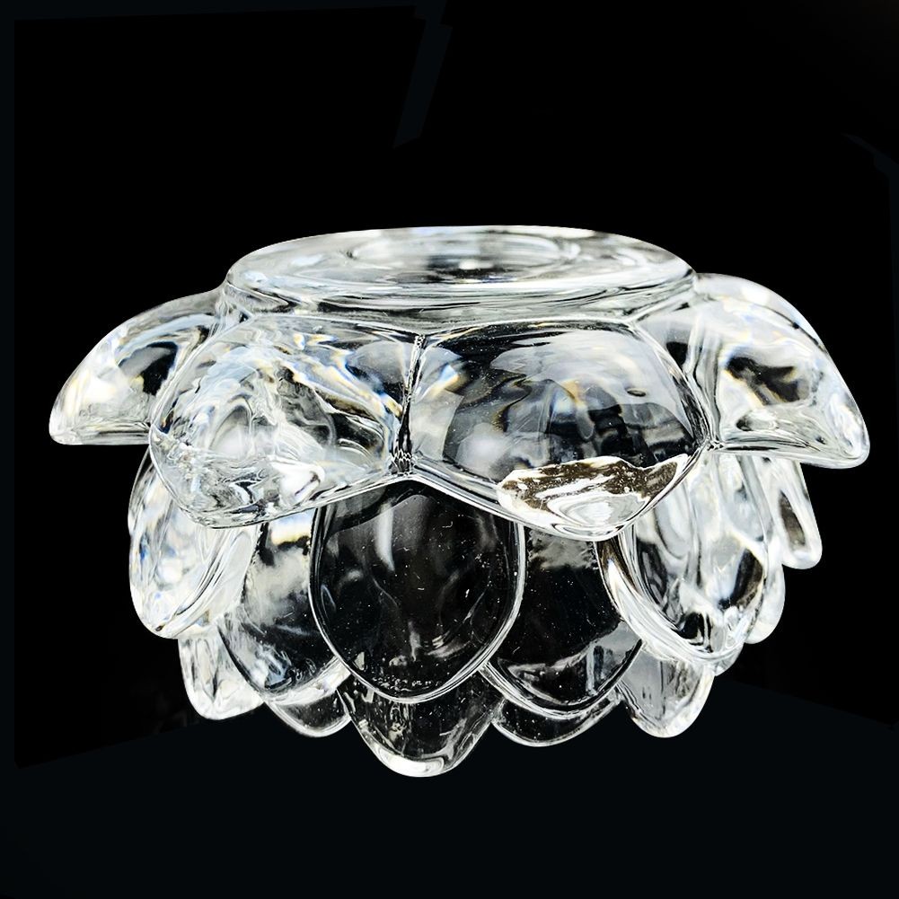 Crystal Lotus Candle Holder Ashtray with Glass Base Aromatherapy Display Stand