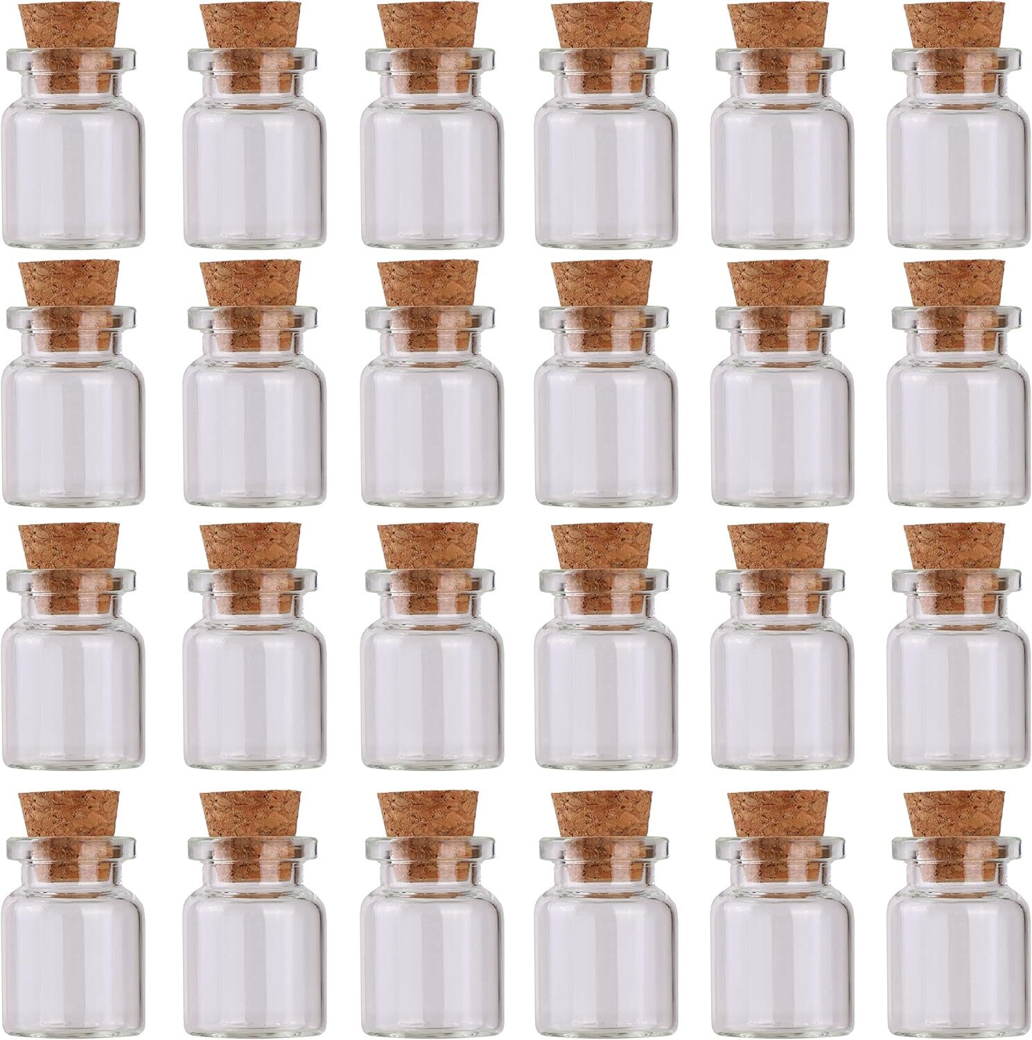 Mini Glass Bottles with Cork 5 ml, Tiny Glass Jars with Cork 24 Pack