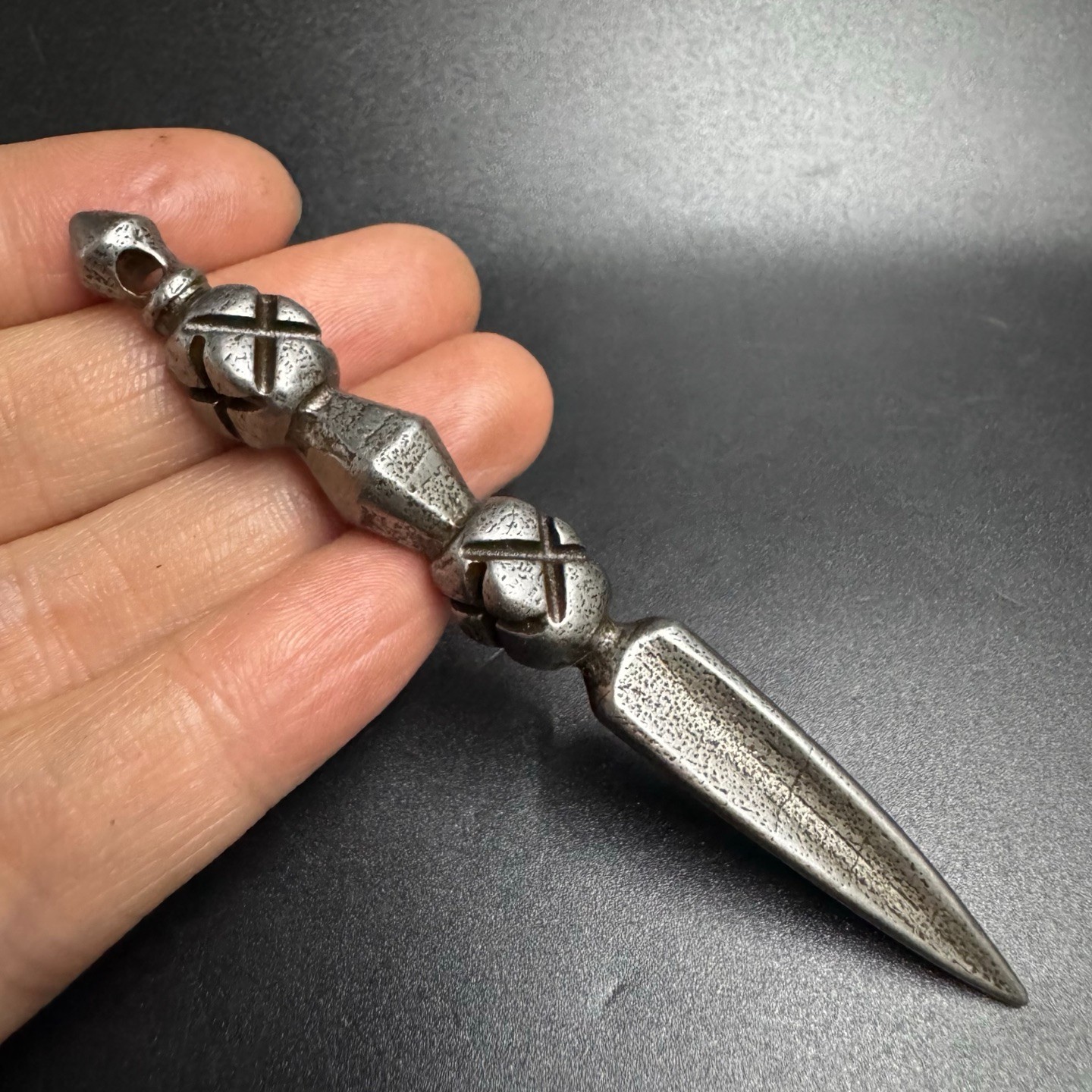 Tibetan Iron Phurba Dagger Pendant Vintage Vajra Ritual Amulet Protection Charm