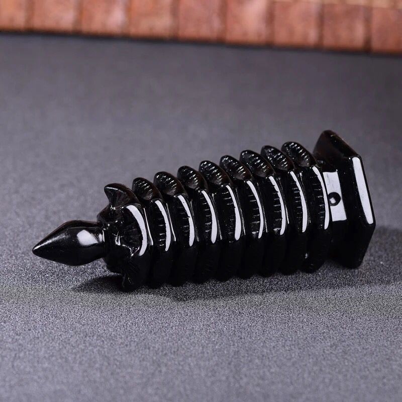 10cm Natural Obsidian Wen Chang Pagoda Feng Shui Ornament for Study Career