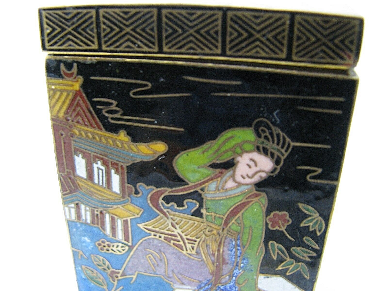 CHINESE CLOISONNE ENAMEL BOX CHAMPLEVE ENAMEL BRASS BOX Asia China ca1900s Rare!