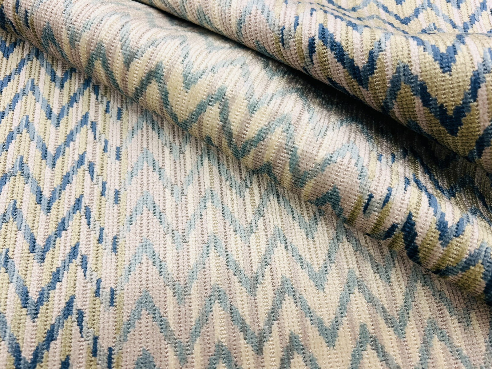 Colefax & Fowler Zigzag Ombre Velvet Fabric- Jerome / Blue 0.55 yds F4013-02