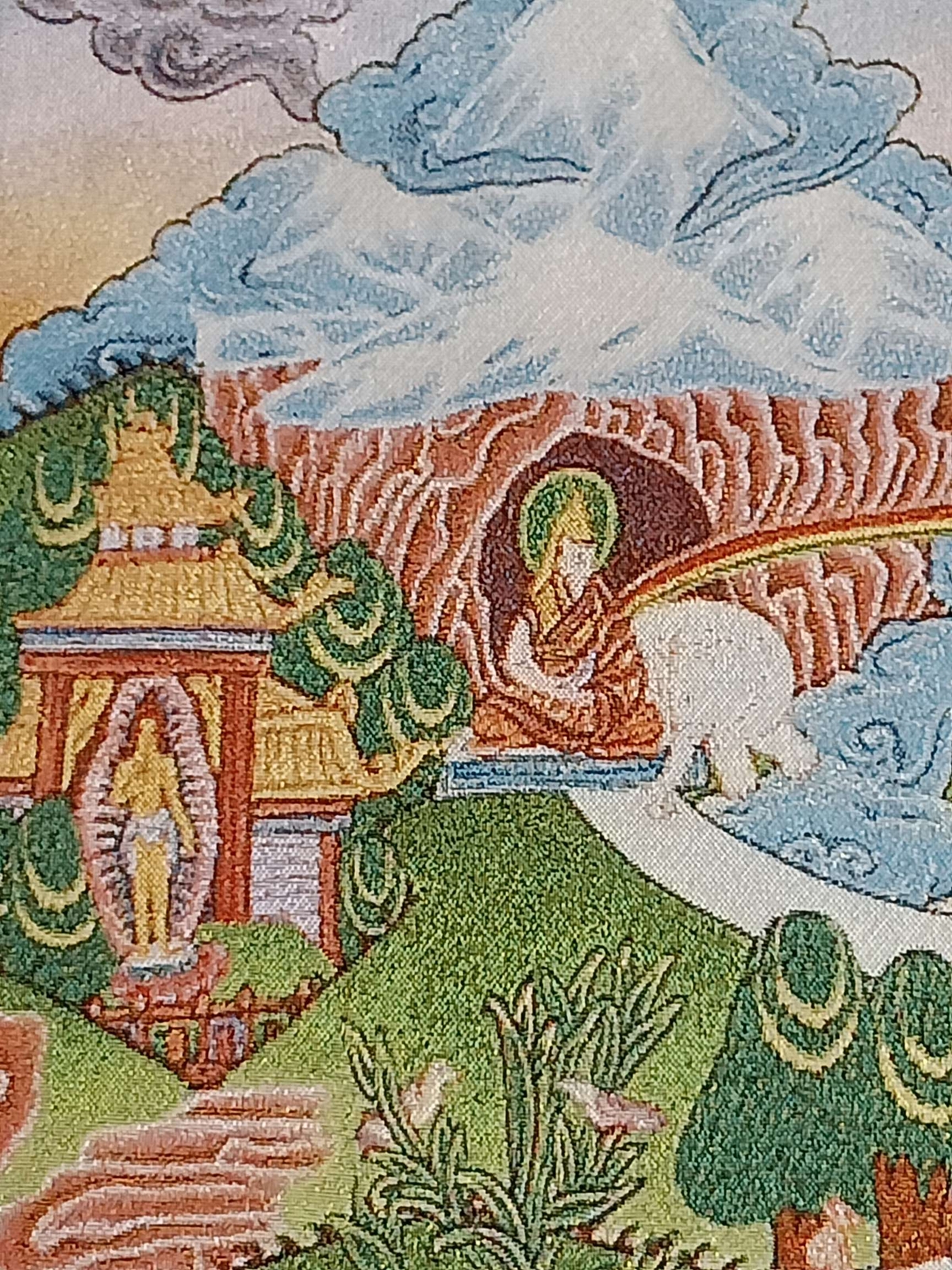 36″ Tibet Tibetan Cloth Silk Buddhism Tone Map and Nine-centered Tangka Thangka7