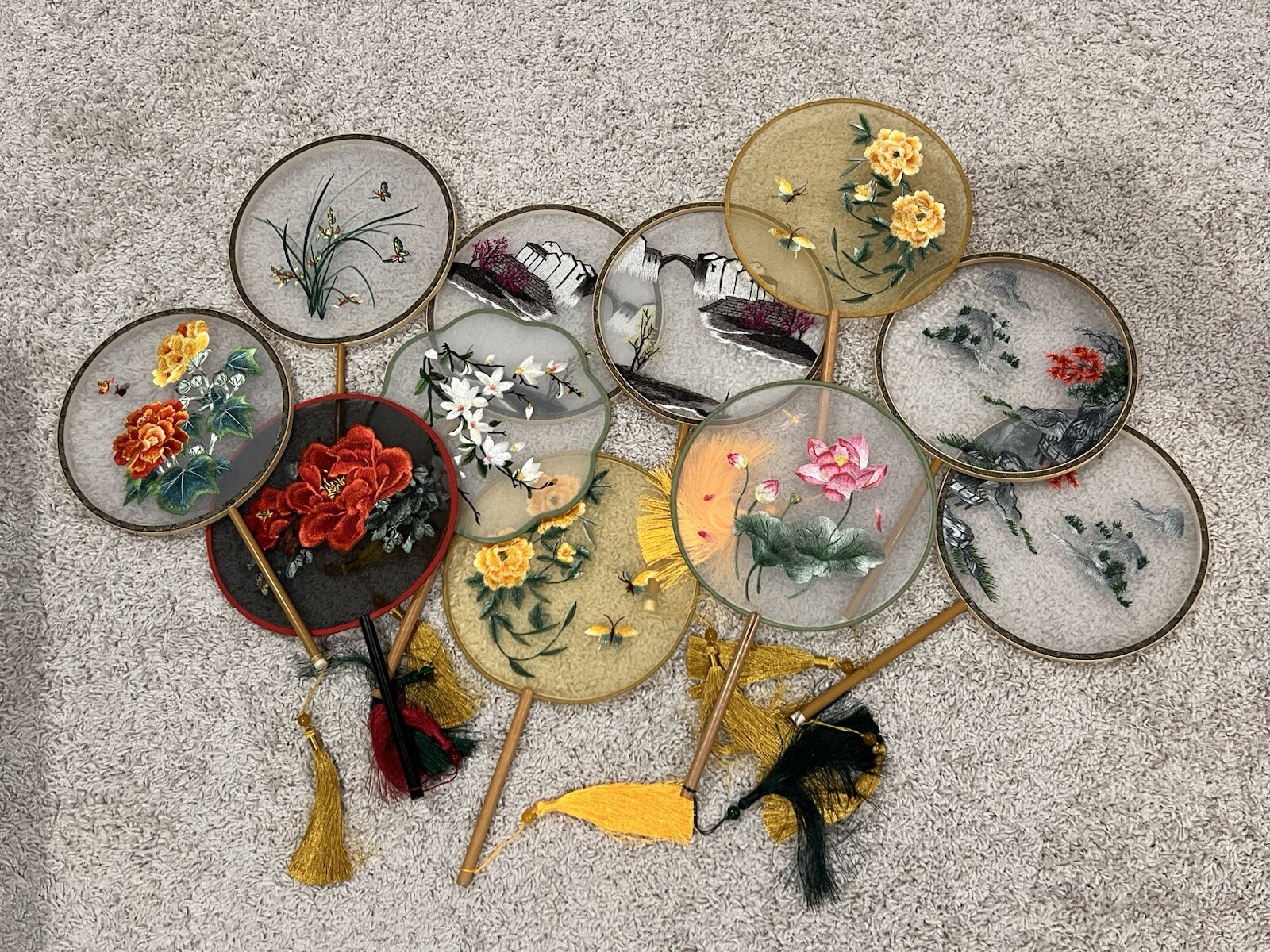 Chinese embroidery round fan double-sided embroidery Multi-style
