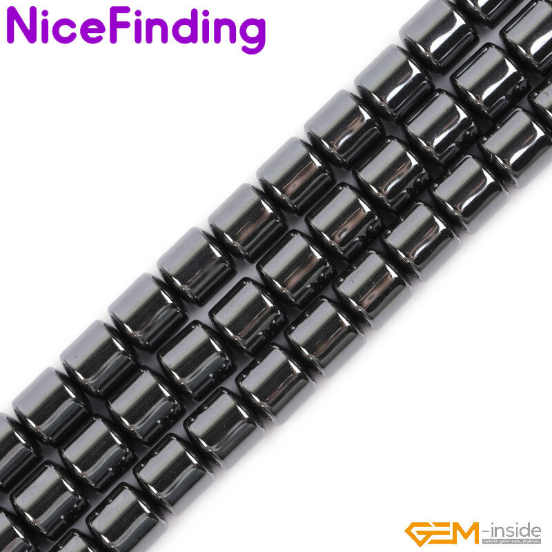 Natural Drum Black Hematite Column Stone Beads For Jewelry Making Strand 15″ DIY