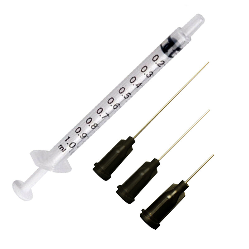 1cc 1ml INDUSTRIAL SYRINGES WITH 22 GA GAUGE BLUNT TIP NEEDLES 10 25 50 100 PC