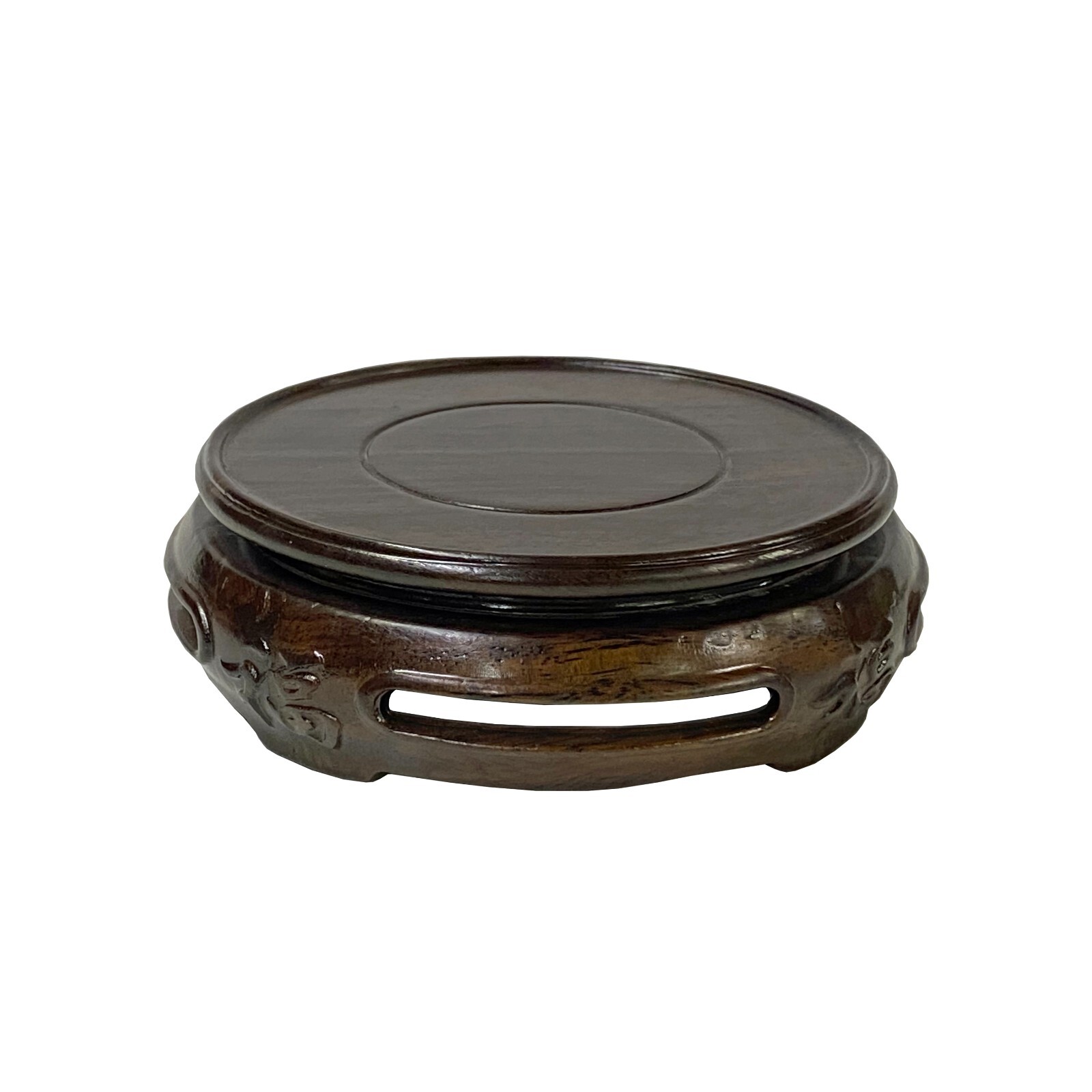 3.75″ Oriental Fok Character Brown Wood Round Table Top Stand Riser ws2869B