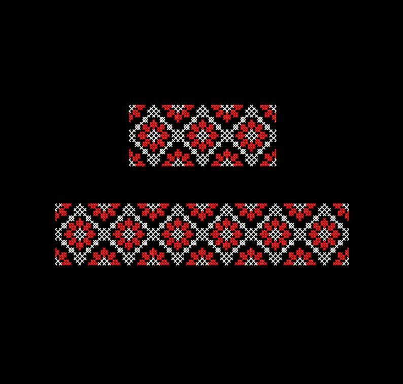 Folk Machine Embroidery design. Cross stitch digital pattern.