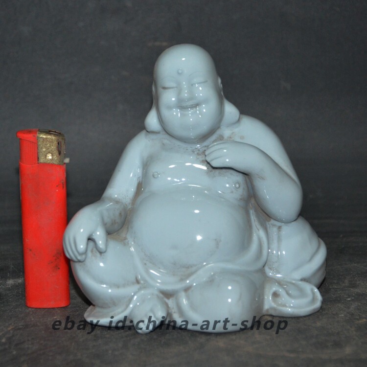 4.7″ Chinese Jingdezhen White Glaze Porcelain Buddhism Maitreya Buddha Statues