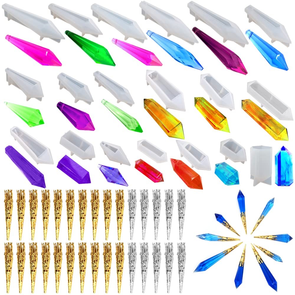 20 Pcs Pendulum Crystal Resin Molds, Pendant Resin Jewelry Molds Multi-Facet …