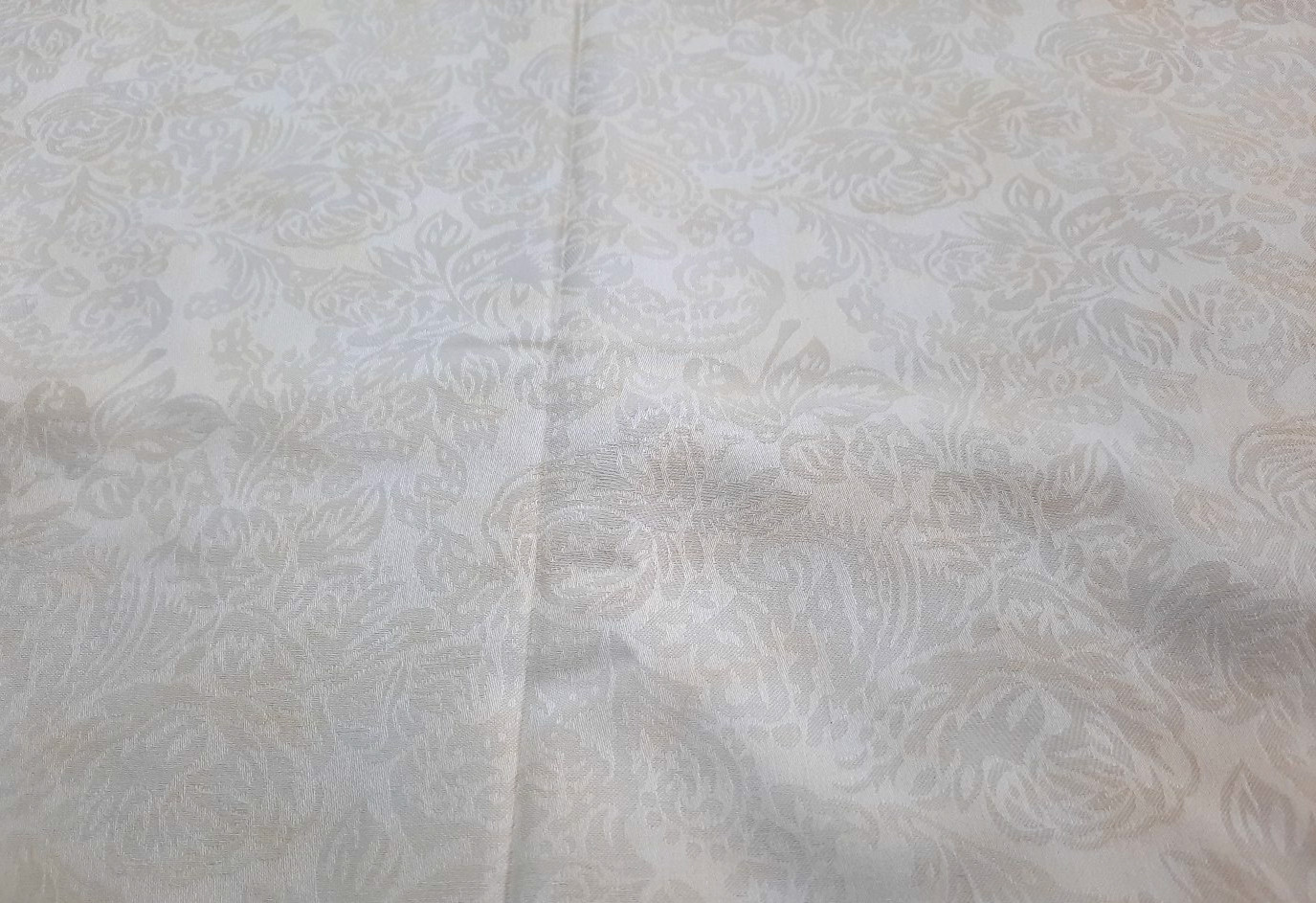 BTY Robert Kaufman “Marbleous” 6580 Pale Yellow Embossed Floral Satiny Cotton