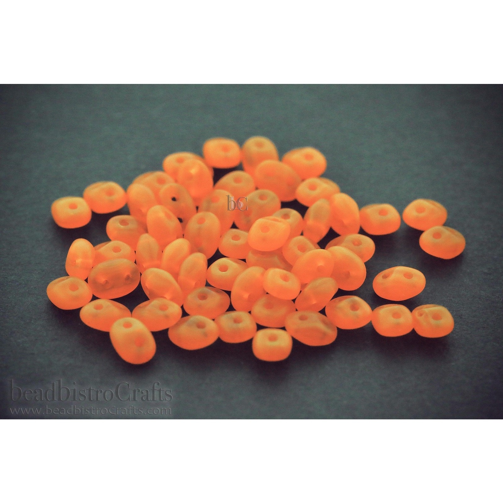 Czech SuperDuo 2-Hole Beads, MILKY OPAL Tangerine MATTE 2.5x5mm ~ 10 Grams